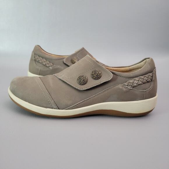 Aetrex Karina Women's Size 10 Leather Monk Strap Loafer Taupe Adjustable Flat - Picture 2 of 13